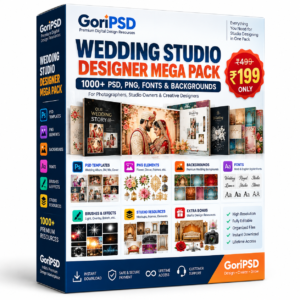 Wedding Studio Designer Mega Pack | 1000+ PSD, PNG, Fonts & Backgrounds